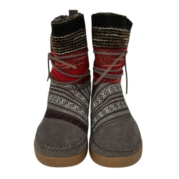 TOMS Ankle Boots Nepal Suede Knit Size 6.5 - Picture 4 of 9